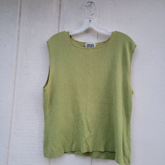 Chico's Tops - Chicos Design Womens Sleeveless Shell Size 3 US XL Green Linen Blend Knit